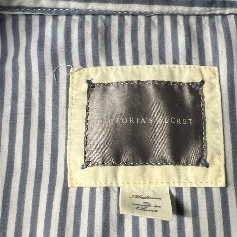 Victoria's Secret Blue White Striped Pajama Top button shirt size medium M - Picture 3 of 5